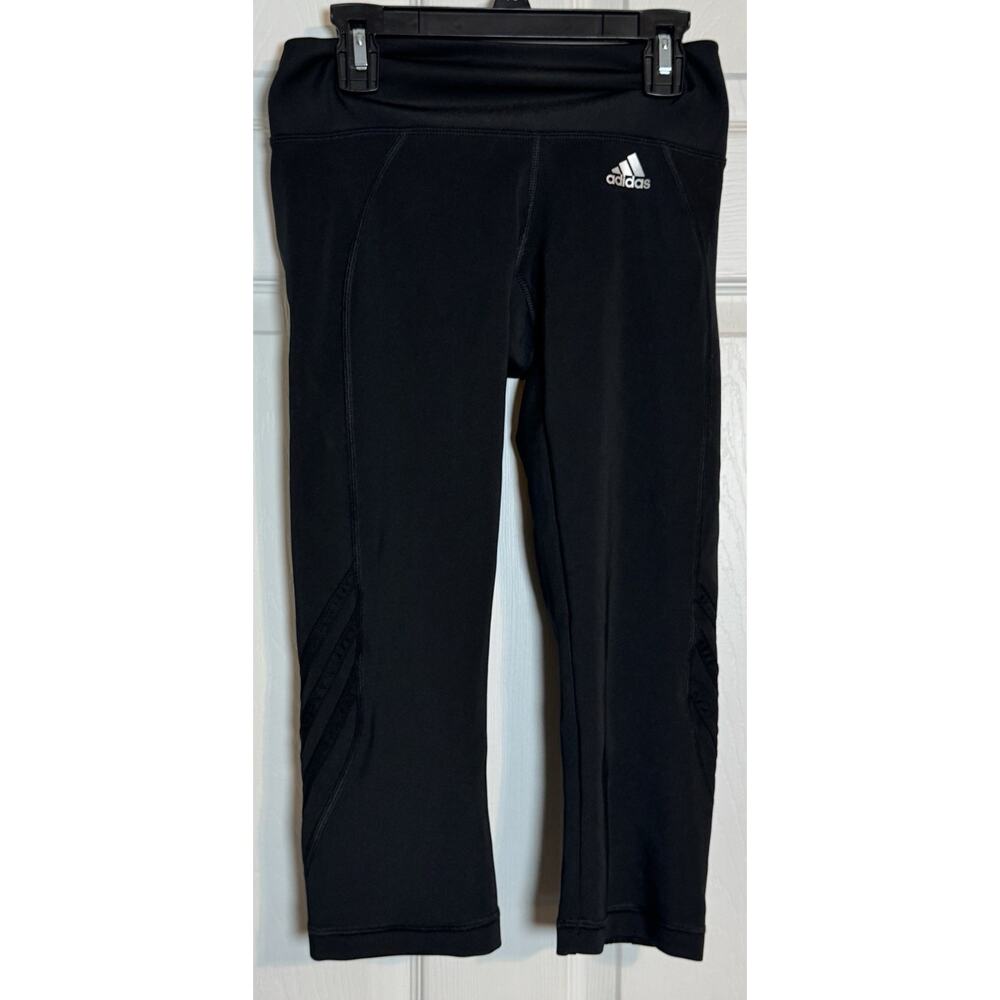 adidas Climalite Leggings With 3 Stripes On Legs, Size Small